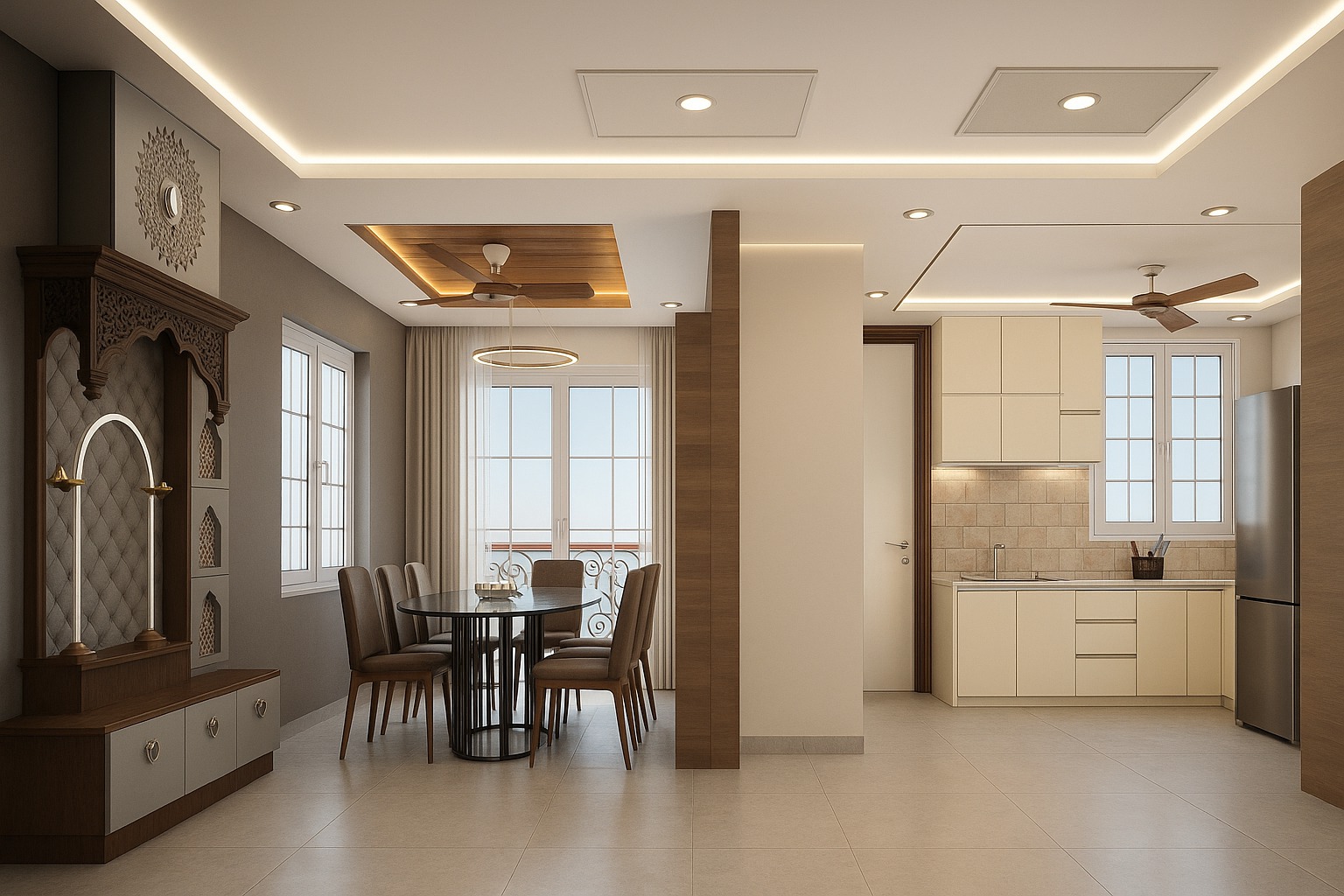 Residential dining and kitchen interior